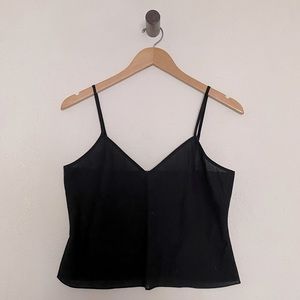 Rebecca Taylor Crop Tank Cotton Silk in Black